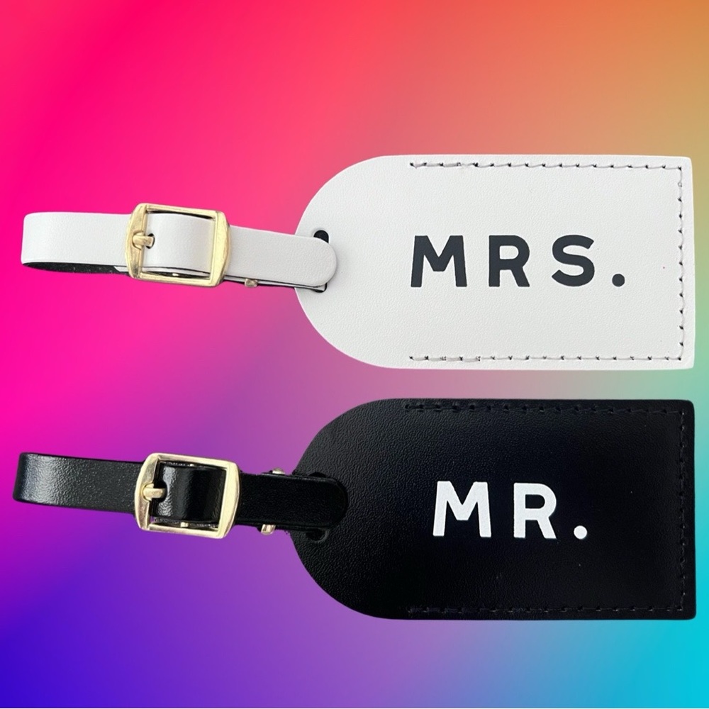 MR. MRS. Luggage Tag Leather Pair